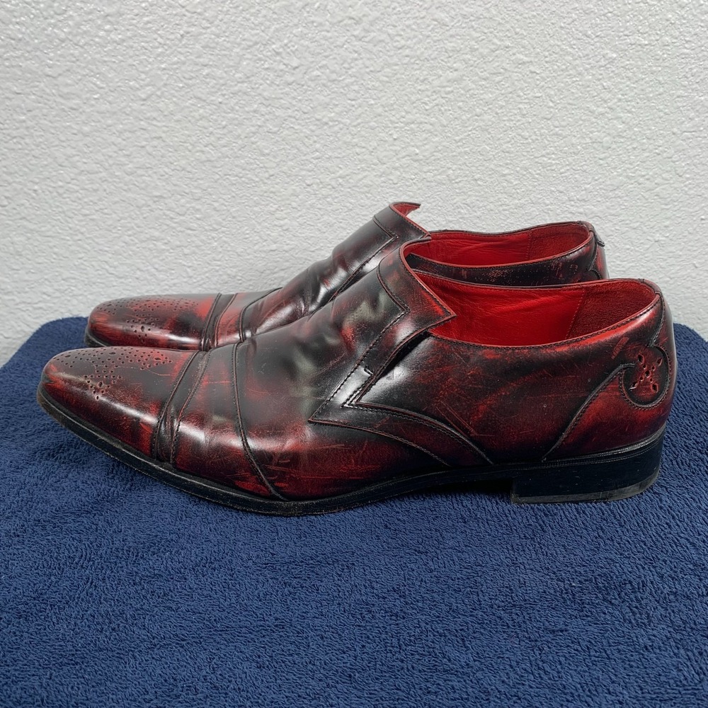 Jeffery West Shoes Villain Red Black Leather Derby Handmade Italy